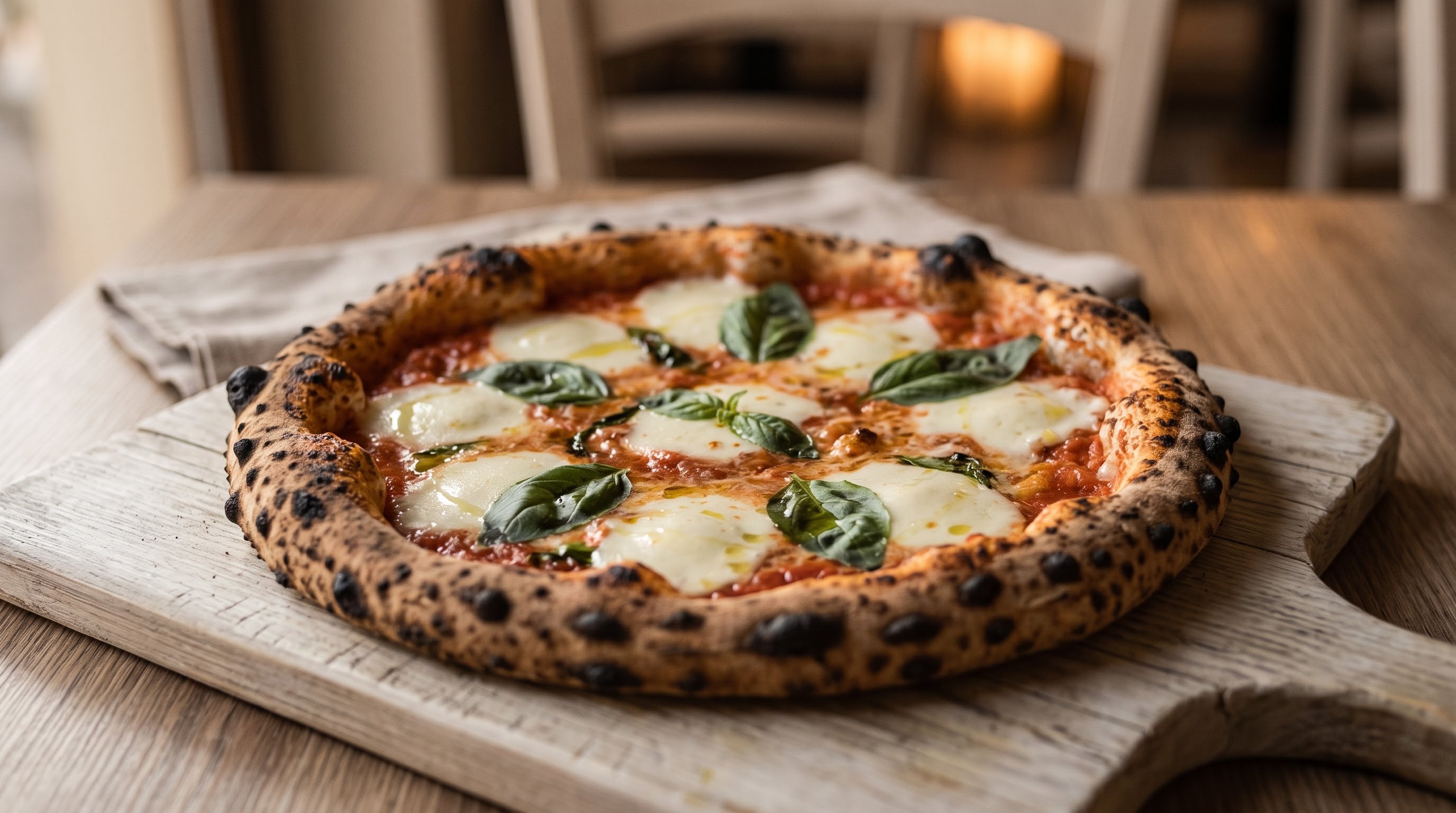 Pizza cotta nel forno a legna